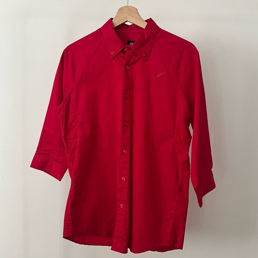 Publish Brand Mens 3/4 Sleeve Red Dress Shirt